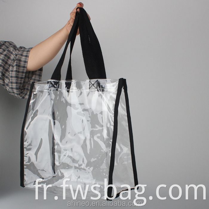 Simple Design Football Stadium approuvé grand carré Sac de fourre-tout PVC Clear Shopping PVC